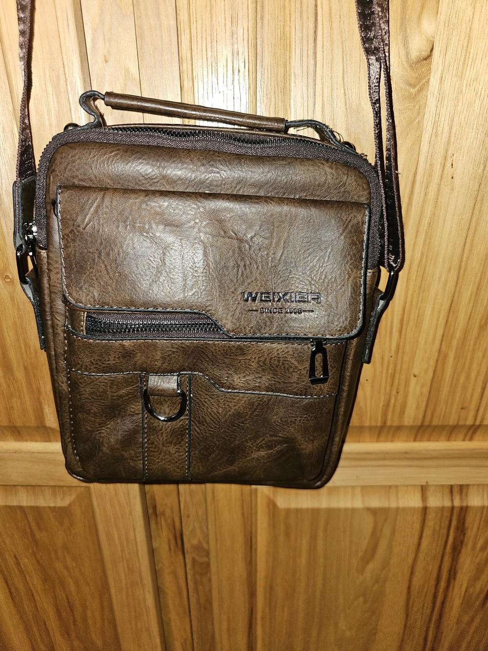 Wexier Brown Leatherette Messenger Bag for Men